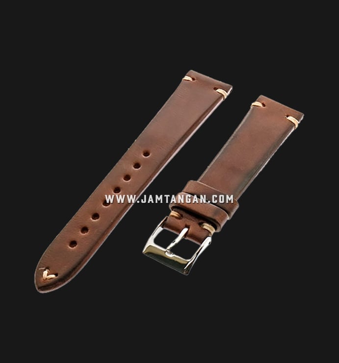 Strap Romeo Handmade in Italy 20mm Brown Leather Silver Buckle 112AI26-20X16