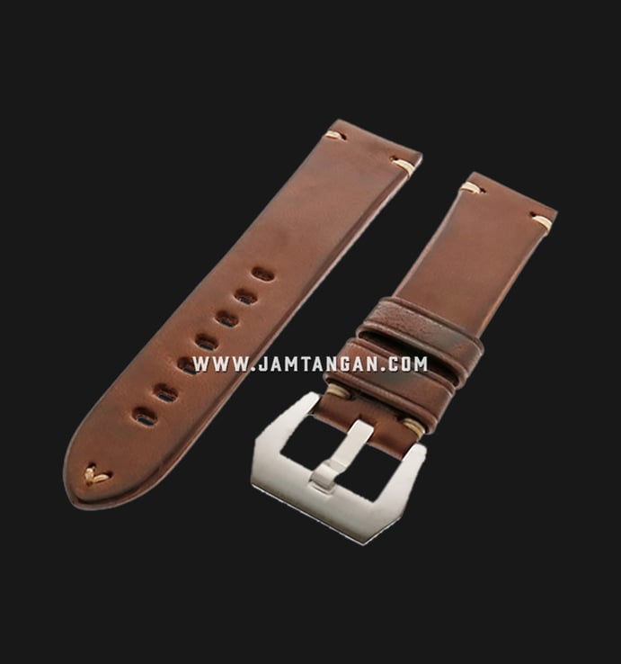 Strap Romeo Handmade in Italy 22mm Brown Leather Silver Buckle 112AI26-22X20