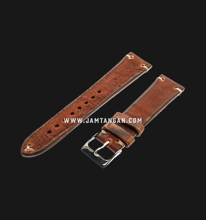 Strap Romeo Handmade in Italy 20mm Brown Leather Silver Buckle 112AK01-20X16
