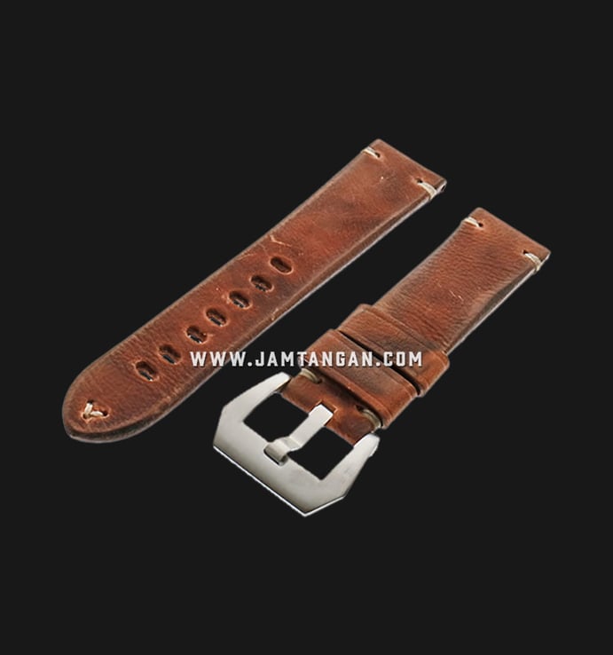 Strap Romeo Handmade in Italy 22mm Brown Leather Silver Buckle 112AK01-22X20
