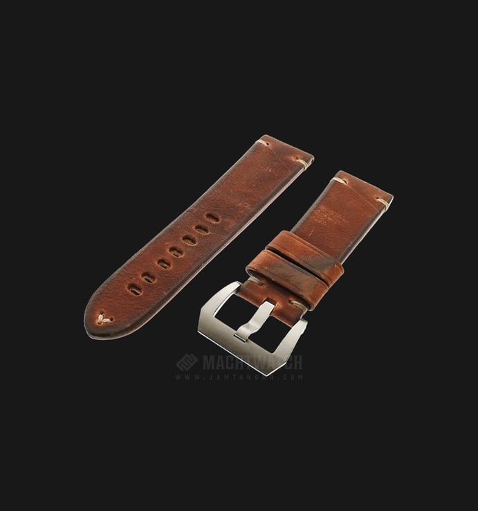 Strap Romeo Handmade in Italy 24mm Brown Leather Silver Buckle 112AK01-24X22