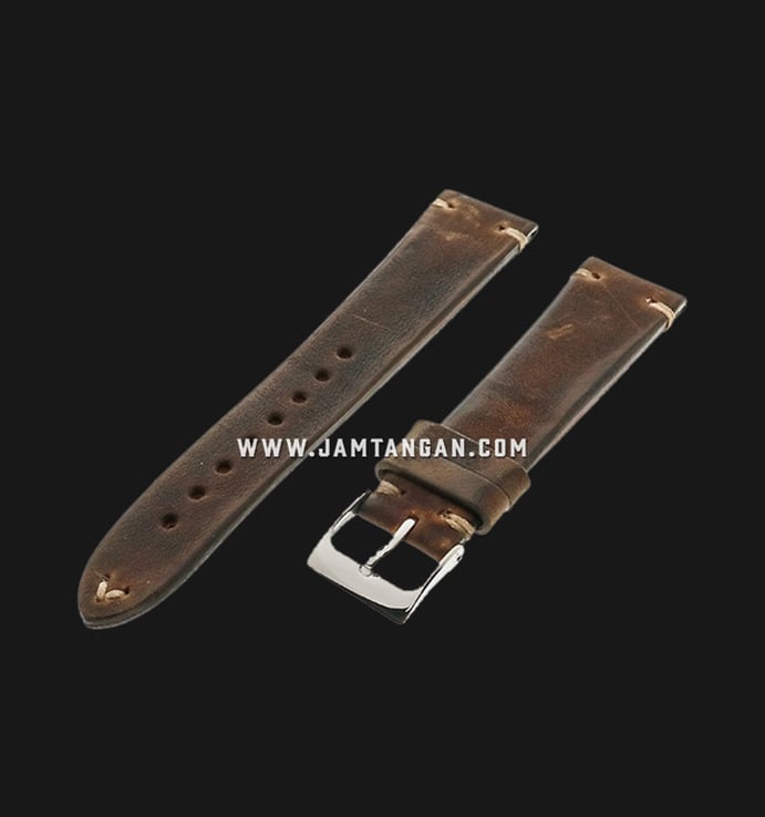 Strap Romeo Handmade in Italy 20mm Brown Leather Silver Buckle 112AK04-20X16