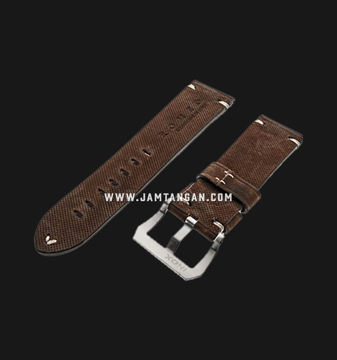 Strap Romeo Handmade in Italy 24mm Brown Leather Silver Buckle 112AK04-24X22