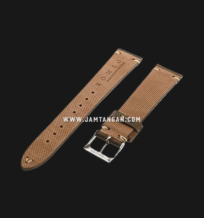 Strap Romeo Handmade in Italy 20mm Brown Leather Silver Buckle 112AK05-20X16
