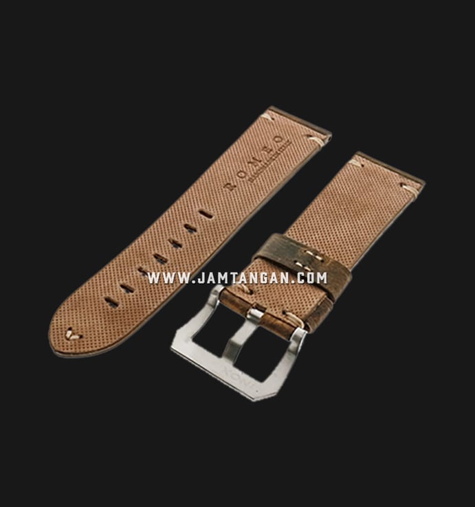 Strap Romeo Handmade in Italy 24mm Brown Leather Silver Buckle 112AK05-24X22