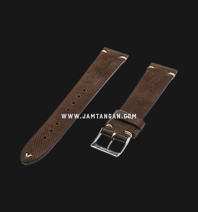 Strap Romeo Handmade in Italy 20mm Brown Leather Silver Buckle 112AK07-20X16