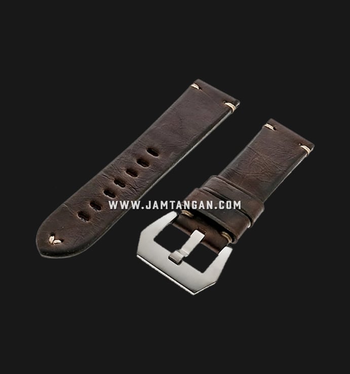 Strap Romeo Handmade in Italy 22mm Brown Leather Silver Buckle 112AK07-22X20