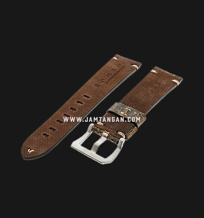 Strap Romeo Handmade in Italy 22mm Brown Leather Silver Buckle 112AK16-22X20