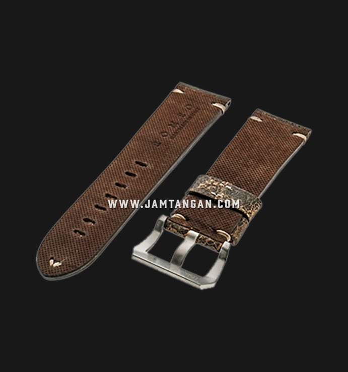 Strap Romeo Handmade in Italy 24mm Brown Leather Silver Buckle 112AK16-24X22
