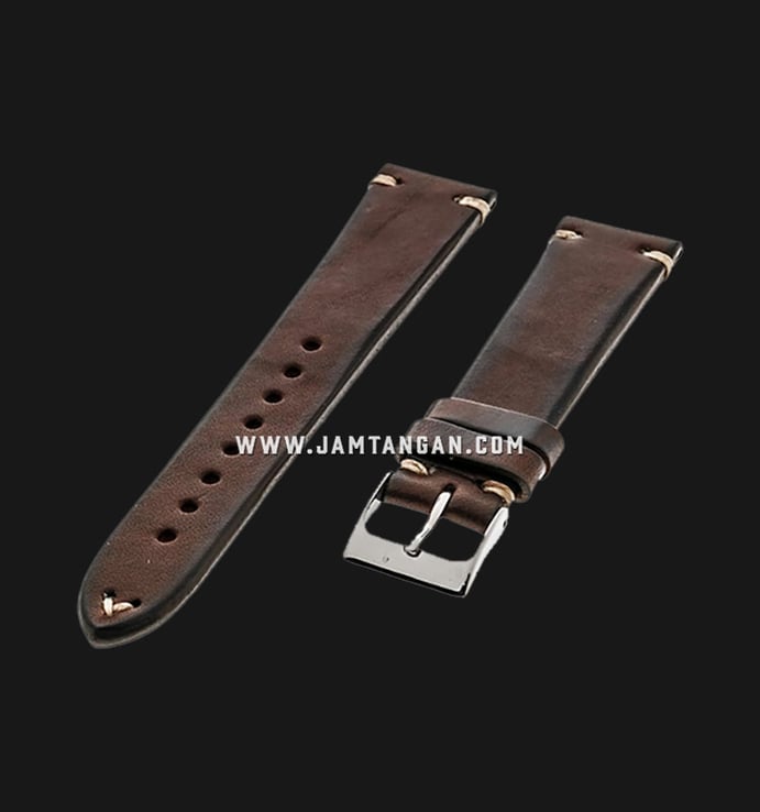 Strap Romeo Handmade in Italy 20mm Brown Leather Silver Buckle 112BD04-20X16