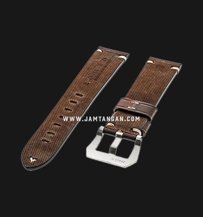 Strap Romeo Handmade in Italy 22mm Brown Leather Silver Buckle 112BD04-22X20