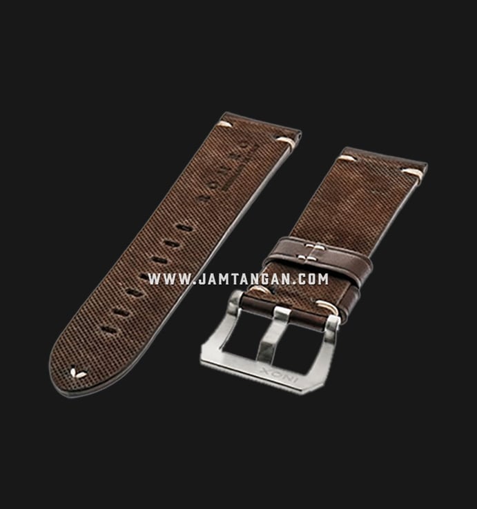 Strap Romeo Handmade in Italy 24mm Brown Leather Silver Buckle 112BD04-24X22
