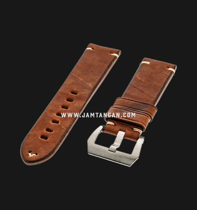 Strap Romeo Handmade in Italy 24mm Brown Leather Silver Buckle 112BD05-24X22