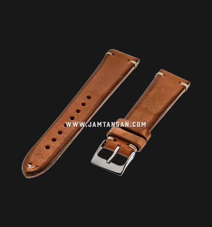 Strap Romeo Handmade in Italy 20mm Brown Leather Silver Buckle 112BD08-20X16