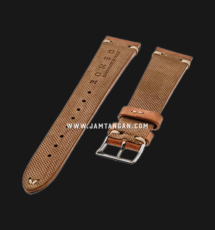 Strap Romeo Handmade in Italy 20mm Brown Leather Silver Buckle 112BD08-20X16