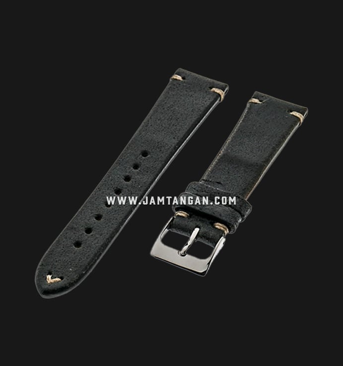 Strap Romeo Handmade in Italy 20mm Black Leather Silver Buckle 112BD12-20X16