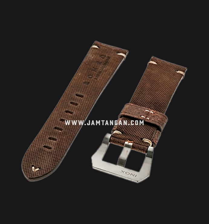 Strap Romeo Handmade in Italy 22mm Brown Leather Silver Buckle 112BD15-22X20
