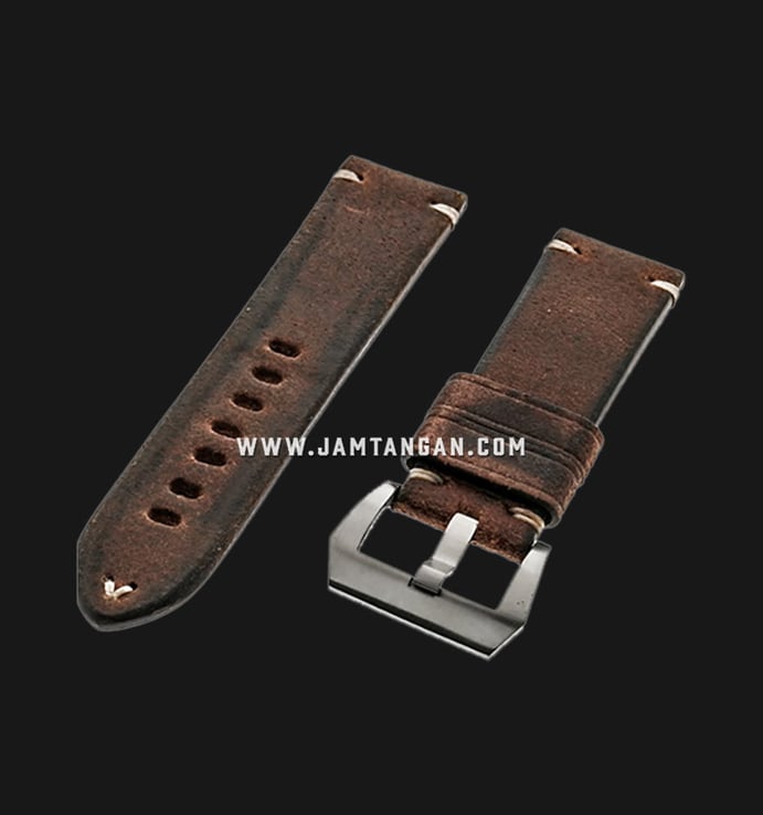 Strap Romeo Handmade in Italy 24mm Brown Leather Silver Buckle 112BD15-24X22
