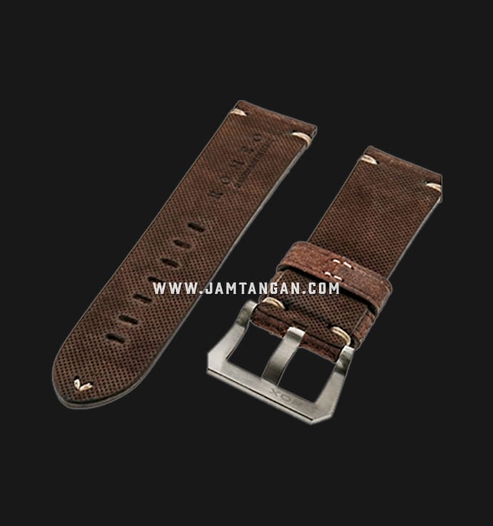 Strap Romeo Handmade in Italy 24mm Brown Leather Silver Buckle 112BD15-24X22