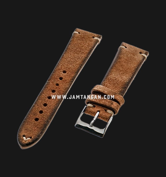 Strap Romeo Handmade in Italy 20mm Brown Leather Silver Buckle 112BD16-20X16