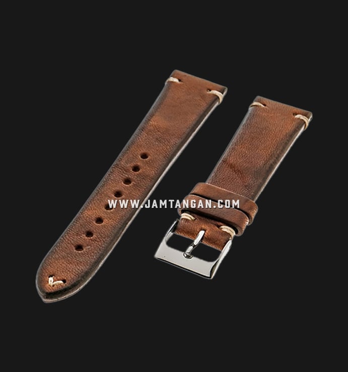 Strap Romeo Handmade in Italy 20mm Brown Leather Silver Buckle 112BD17-20X16
