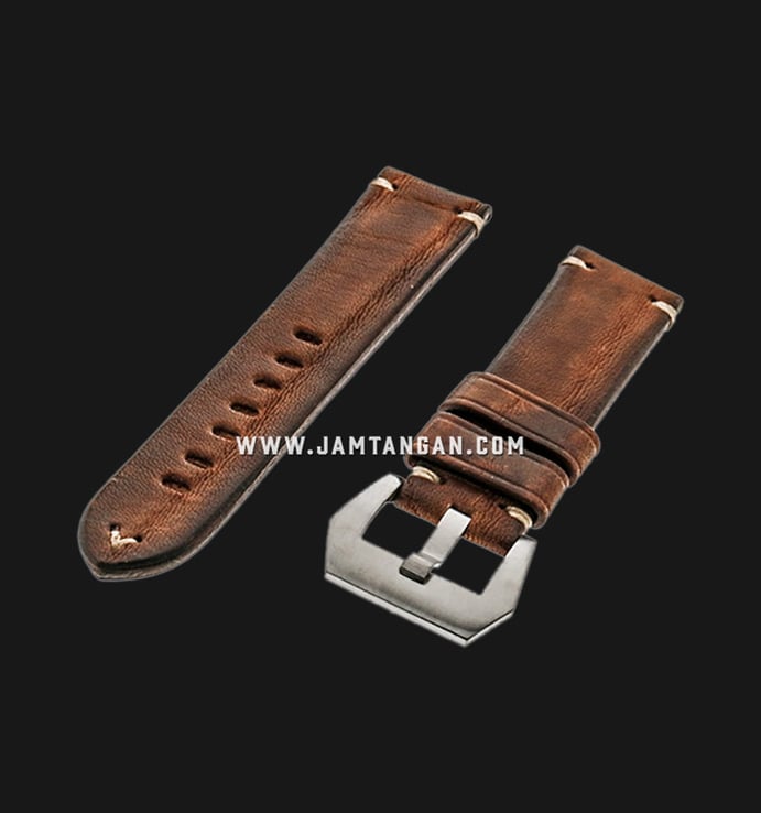 Strap Romeo Handmade in Italy 22mm Brown Leather Silver Buckle 112BD17-22X20