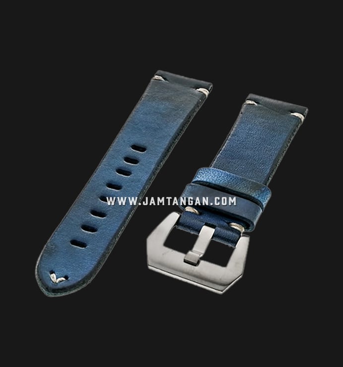 Strap Romeo Handmade in Italy 22mm Blue Leather Silver Buckle BERLUTIBLUE-22X20
