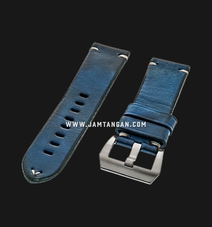 Strap Romeo Handmade in Italy 24mm Blue Leather Silver Buckle BERLUTIBLUE-24X22