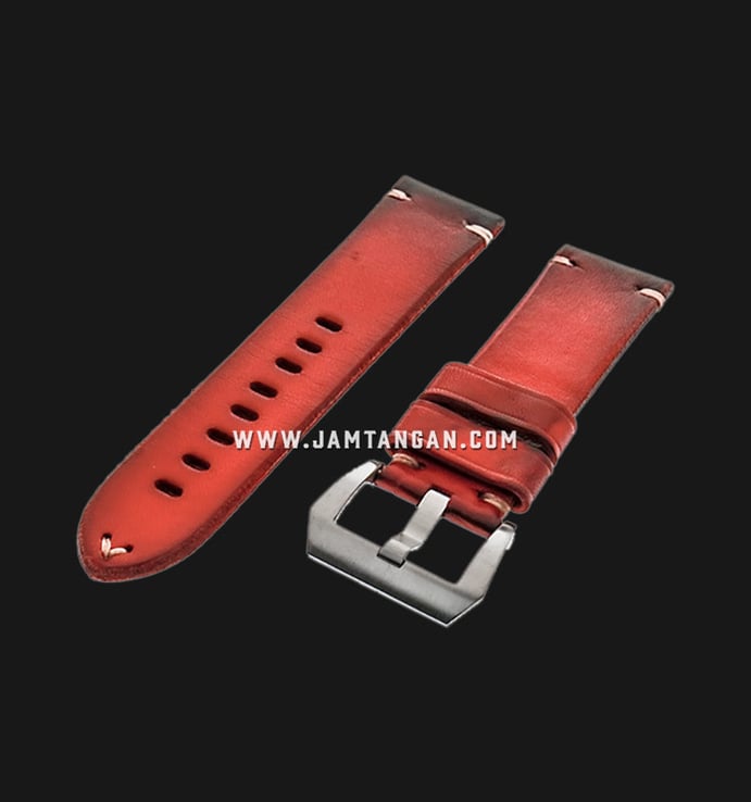 Strap Romeo Handmade in Italy 24mm Red Leather Silver Buckle BERLUTIRED-24X22