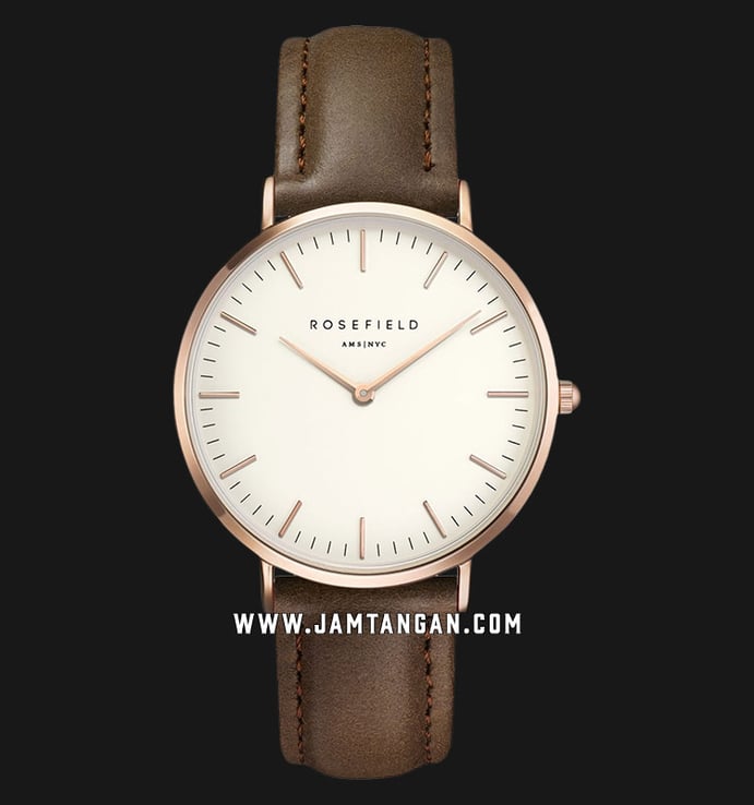 Rosefield BWBRR-B3 Ladies White Dial Brown Leather Strap