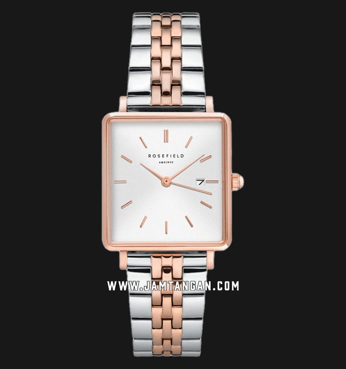 Rosefield QVSRD-Q014 Ladies White Dial Dual Tone Stainless Steel Strap