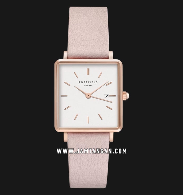 Rosefield QWPR-Q11 Ladies White Dial Pink Leather Strap