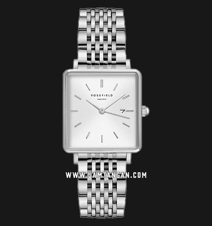 Rosefield QWSS-Q08 Ladies White Dial Silver Stainless Steel Strap