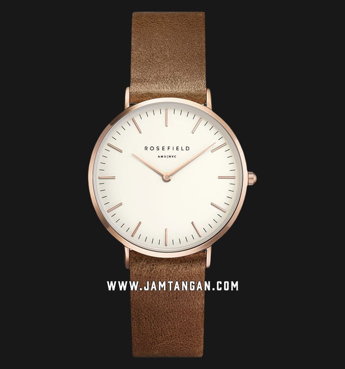 Rosefield TWBRRC-T55 Ladies White Dial Brown Leather Strap