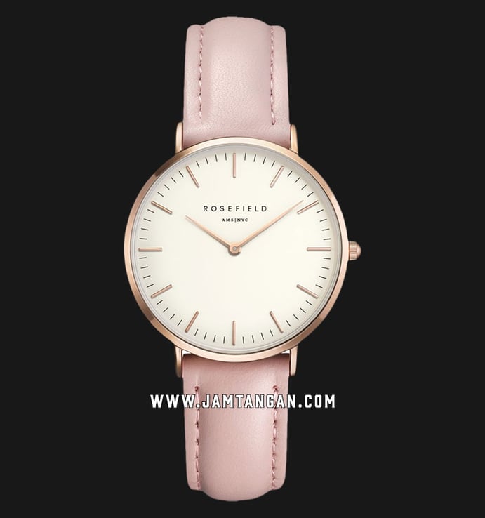 Rosefield TWPR-T58 Ladies White Dial Pink Leather Strap