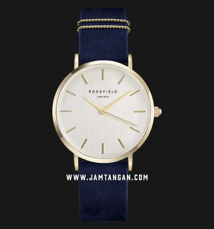 Rosefield WBUG-W70 Ladies White Dial Blue Leather Strap