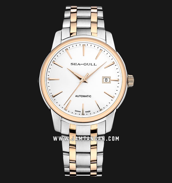 Seagull 217.421-WH Classic Automatic Mechanical White Dial Dual Tone Stainless Steel Strap