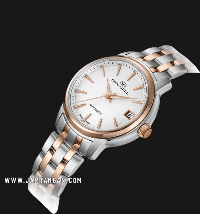 Seagull 217.421L-WH Classic Automatic Mechanical White Dial Dual Tone Stainless Steel Strap