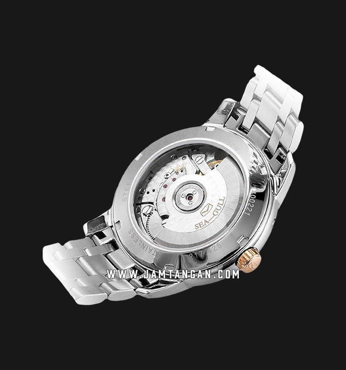 Seagull 217.425 Flywheel Automatic Mechanical Silver Dial Dual Tone Stainless Steel Strap