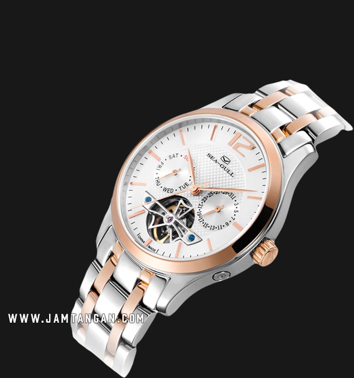 Seagull 217.427-WH Classic Automatic Mechanical White Dial Dual Tone Stainless Steel Strap