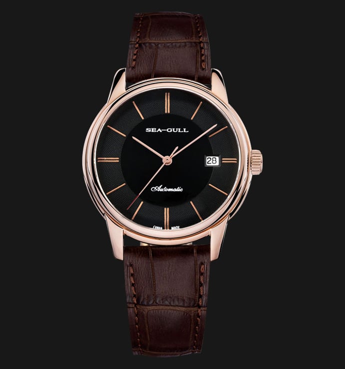Seagull 519.441 - Automatic Mechanical Ion Plated Rose Gold Brown Leather