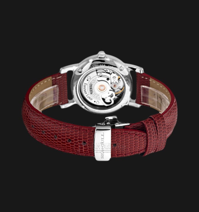 Seagull 719.374-RD Automatic Mechanical Open Heart Red Genuine Leather