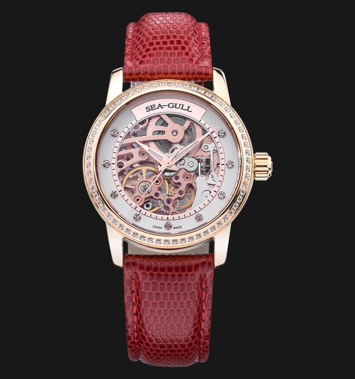 Seagull 719.403LK - Automatic Mechanical Skeleton Dial Red Leather