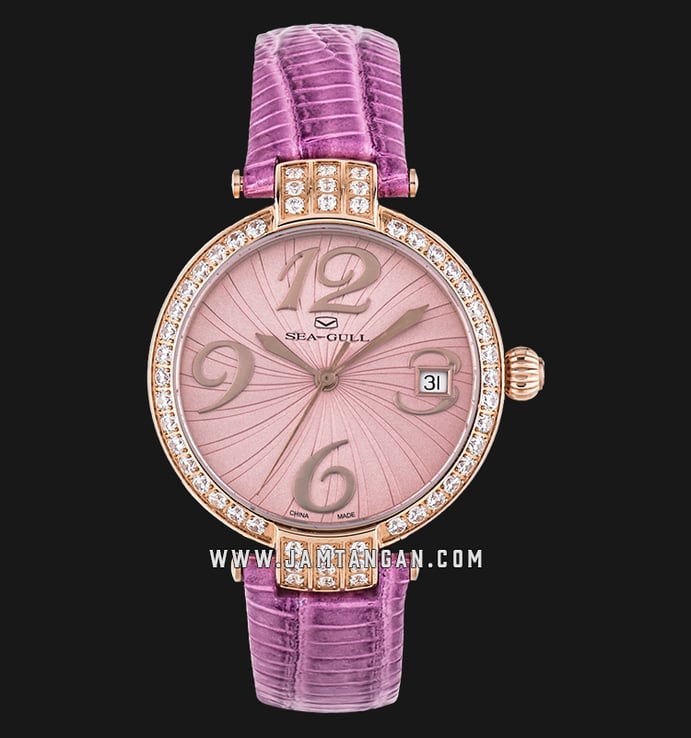 Seagull Classic 719.753L-PU Automatic Ladies Pink Dial Purple Leather Strap
