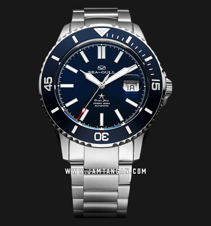 Seagull 816.523-BU Ocean Star Automatic 200M Dive Blue Dial Stainless Steel Strap