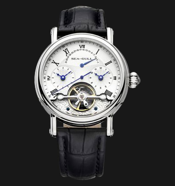 Seagull 819.380 - Automatic Mechanical Open Heart Black Leather