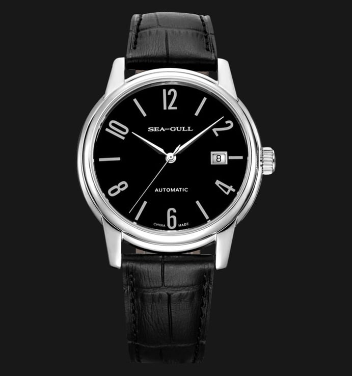 Seagull 819.615BL - Automatic Mechanical Black Leather