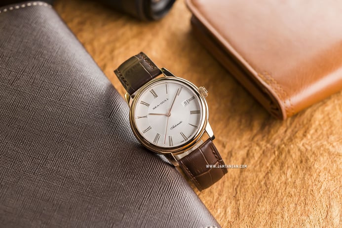Seagull D519.405 Classic Automatic Mechanical White Dial Brown Leather Strap
