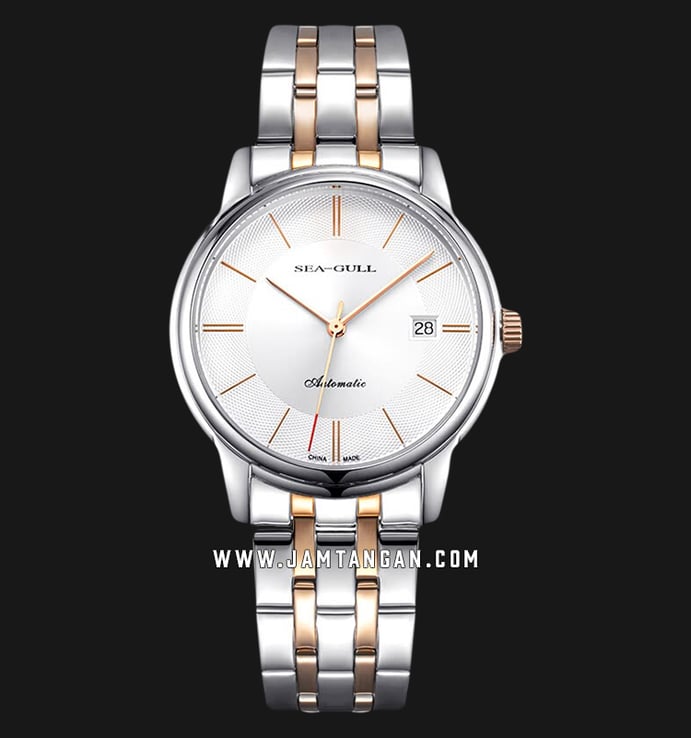 Seagull D817.405-WH Classic Automatic Mechanical Silver Dial Dual Tone Stainless Steel Strap