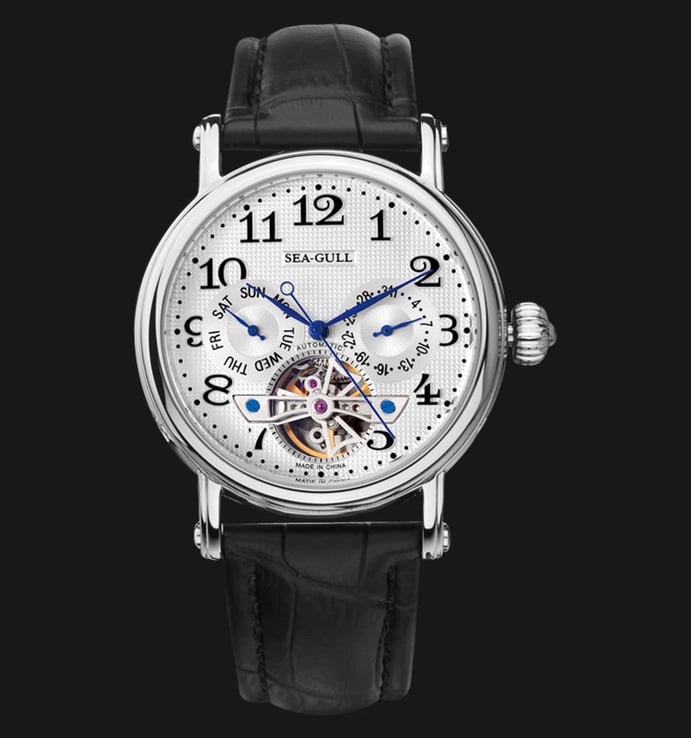 Seagull M170SL - Automatic Mechanical Open Heart Black Leather